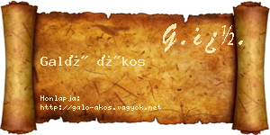 Galó Ákos névjegykártya